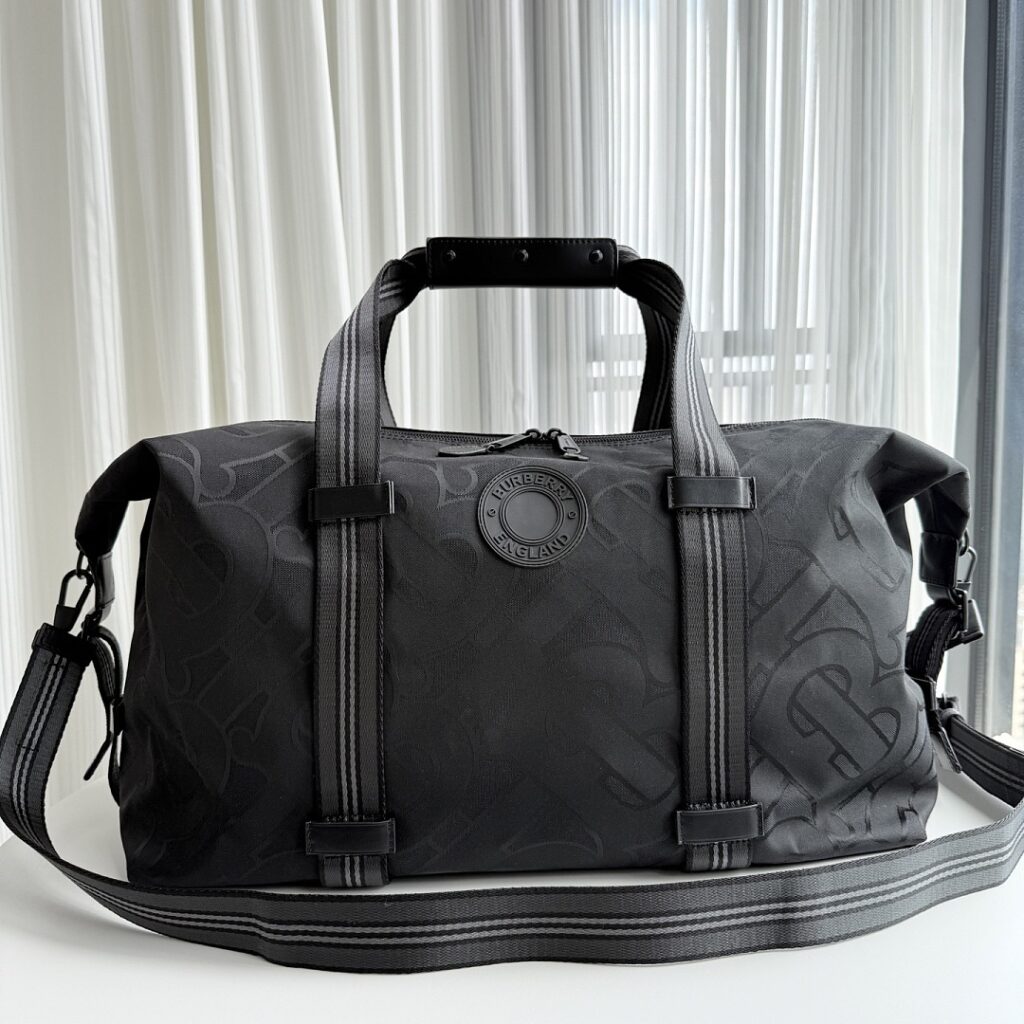Burberry New TB Waterproof Nylon Travel Bag with Calfskin Trim